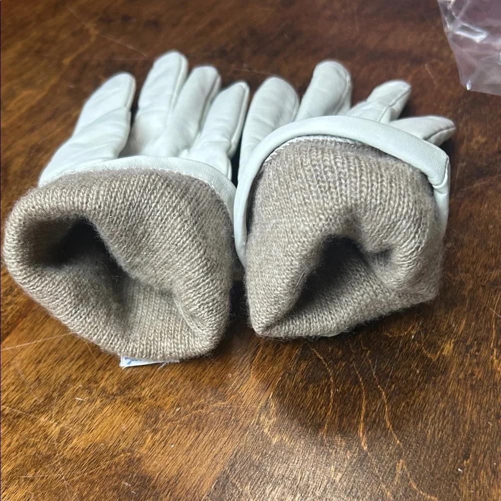 White Cashmere Leather Gloves